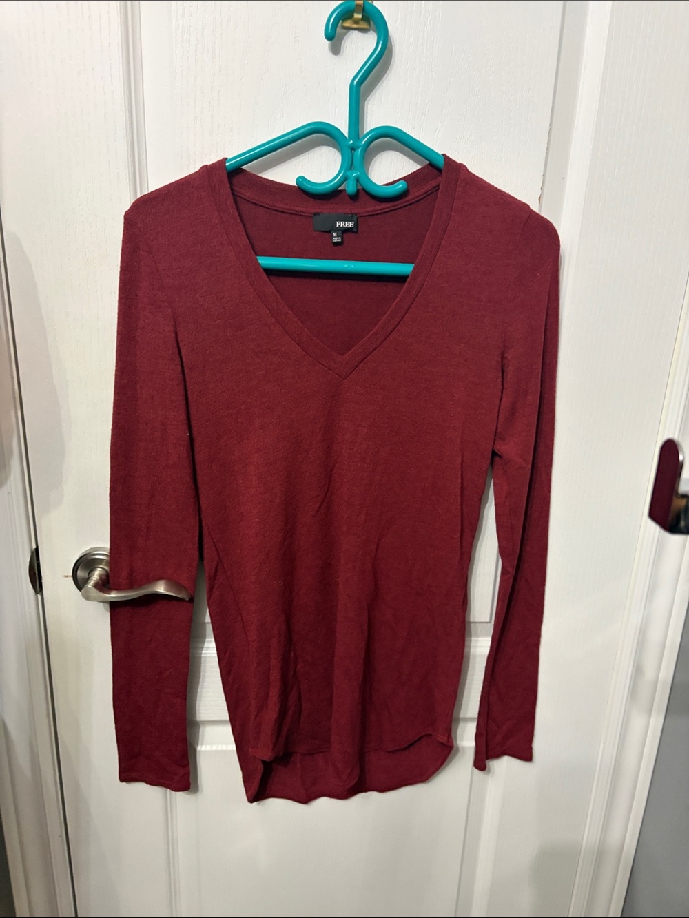 Wilfred V Neck Long Sleeve Top in Deep Burgundy